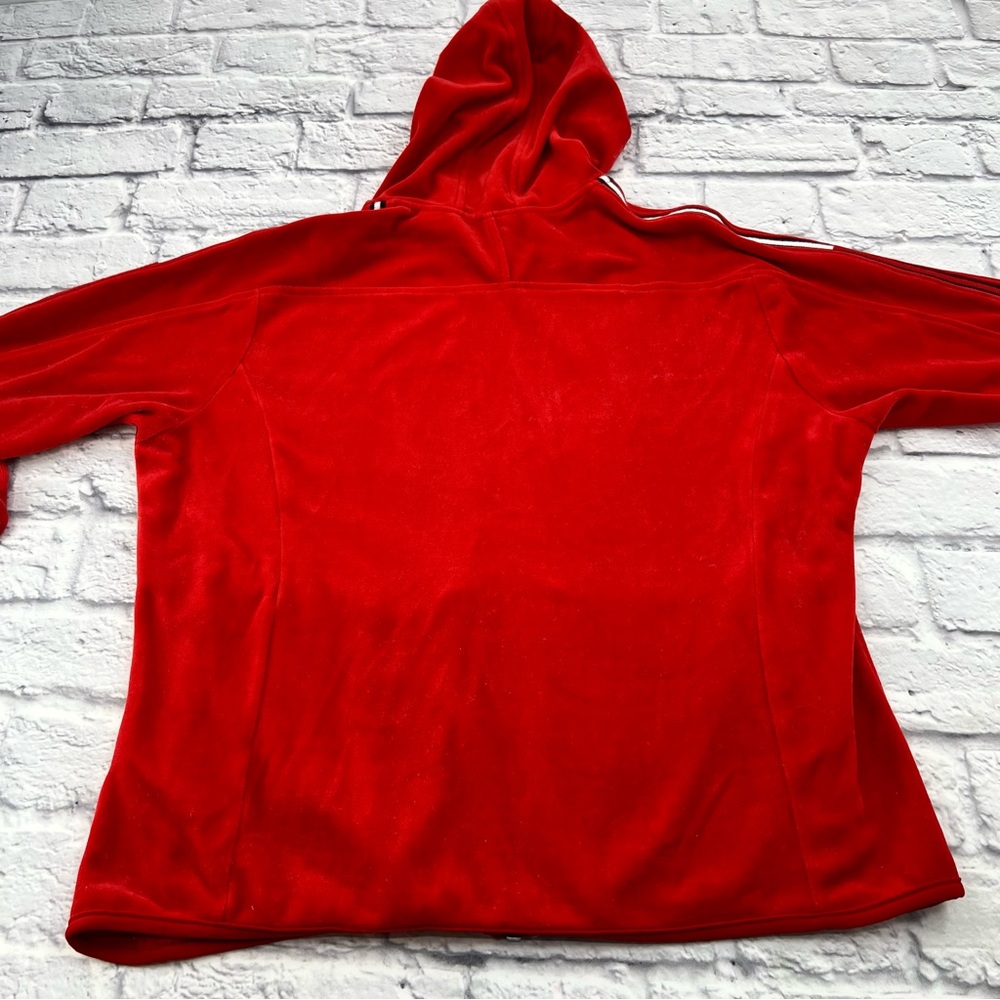 Tommy Hilfiger XL Classic Velour Full Zip Up Hoodie Red Soft & Cozy - Picture 7 of 8